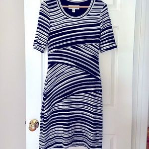 Sara Campbell Midi Dress Navy/White Sz M (8/10)